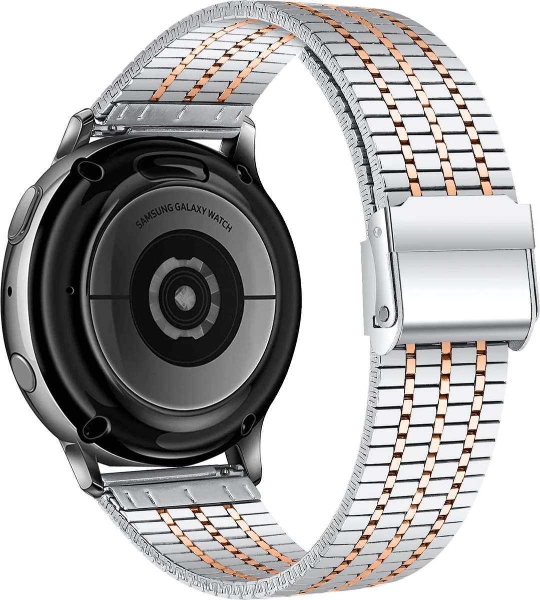 Miami Schakel Bandje 22mm - Zilver / Rose Gold - Afbeelding 3