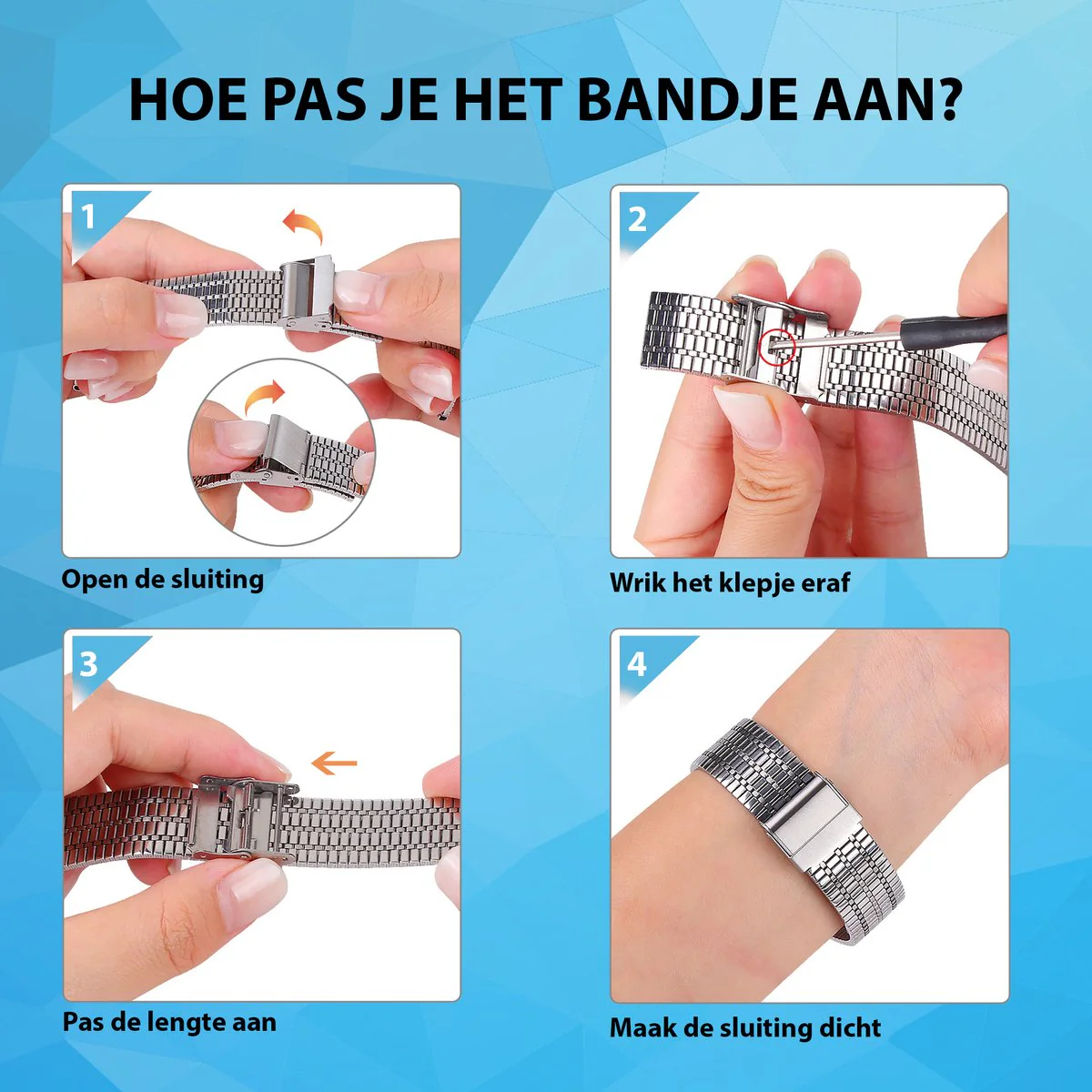 Miami Schakel Bandje 22mm - Zilver / Rose Gold - Afbeelding 7