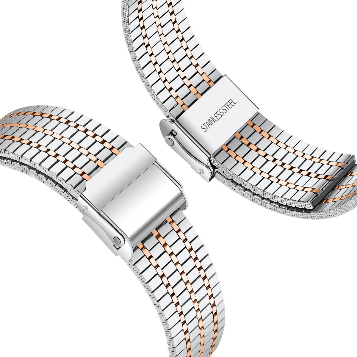 Miami Schakel Bandje 22mm - Zilver / Rose Gold - Afbeelding 4