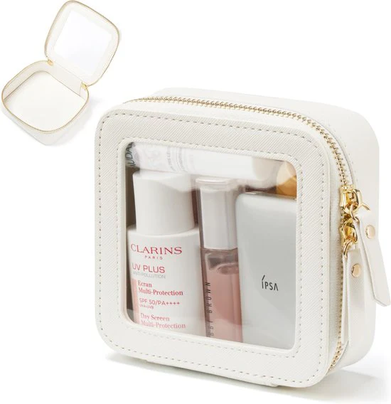 YONO Make Up Tasje Klein - Mini Etui Organizer - Toilettasje - Dames - Meisjes - Wit - Afbeelding 2