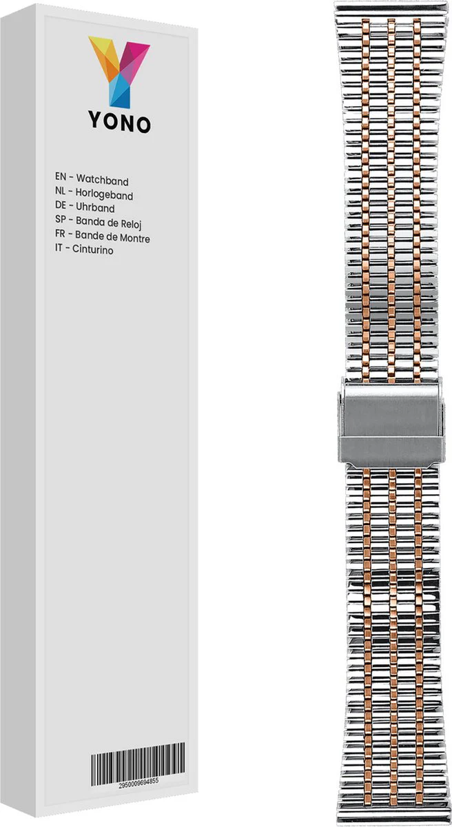 Miami Schakel Bandje 22mm - Zilver / Rose Gold - Afbeelding 8