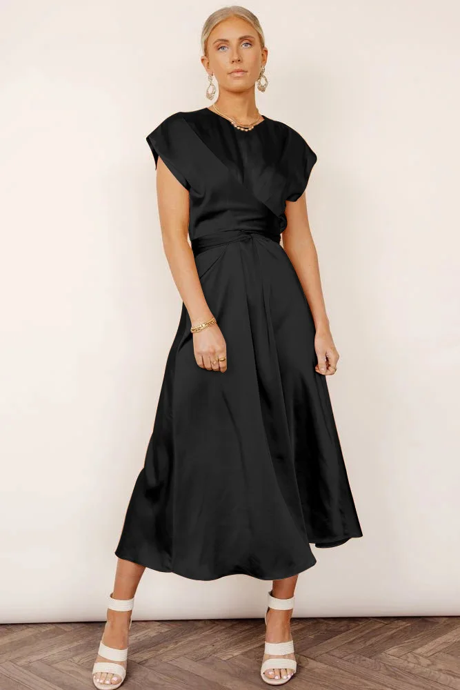 Dames Elegante Satijnen Zijden Midi Trouwjurk - Evangeline - Afbeelding 4