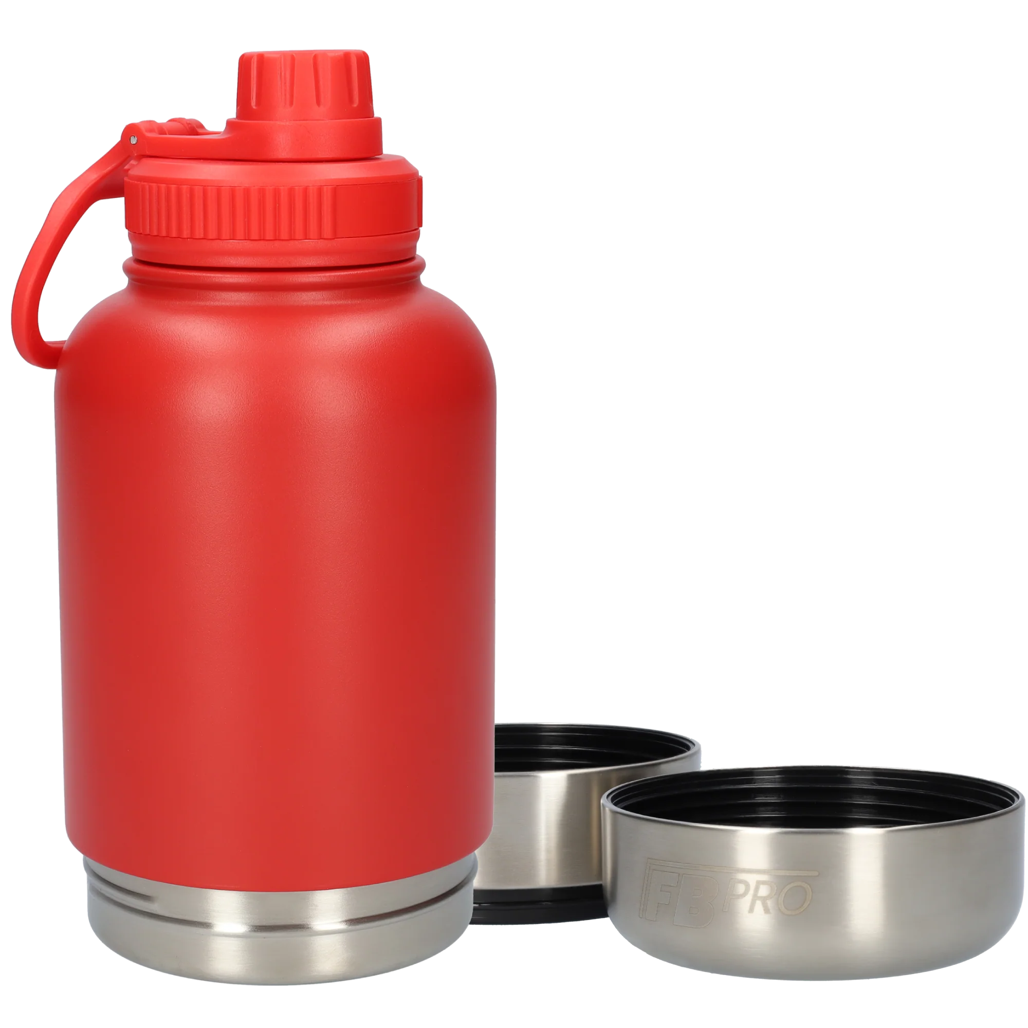 Honden drinkfles met voerbakken - RVS Fles - BPA vrij - 1 Liter - Met handvat - Rood - Afbeelding 5